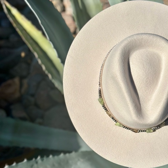 Faux Navajo Pearls, Prehnite and Smoky Quartz Hat Band - Picture 3 of 6